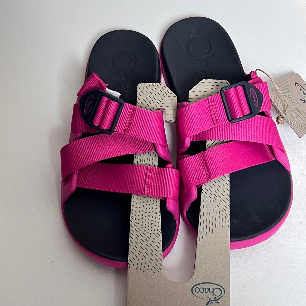 Chaco Women's Chillos Double Buckle Strap Slide Magenta Sz 7